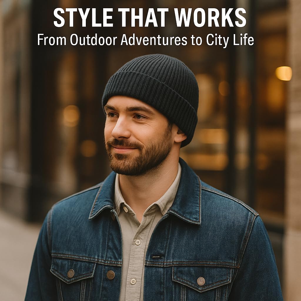 Oversized L/XL/XXL Merino Wool Beanie Hat for Men Big Head Cuffed Watch Cap Warm Soft Knit Winter Hat - Image 4