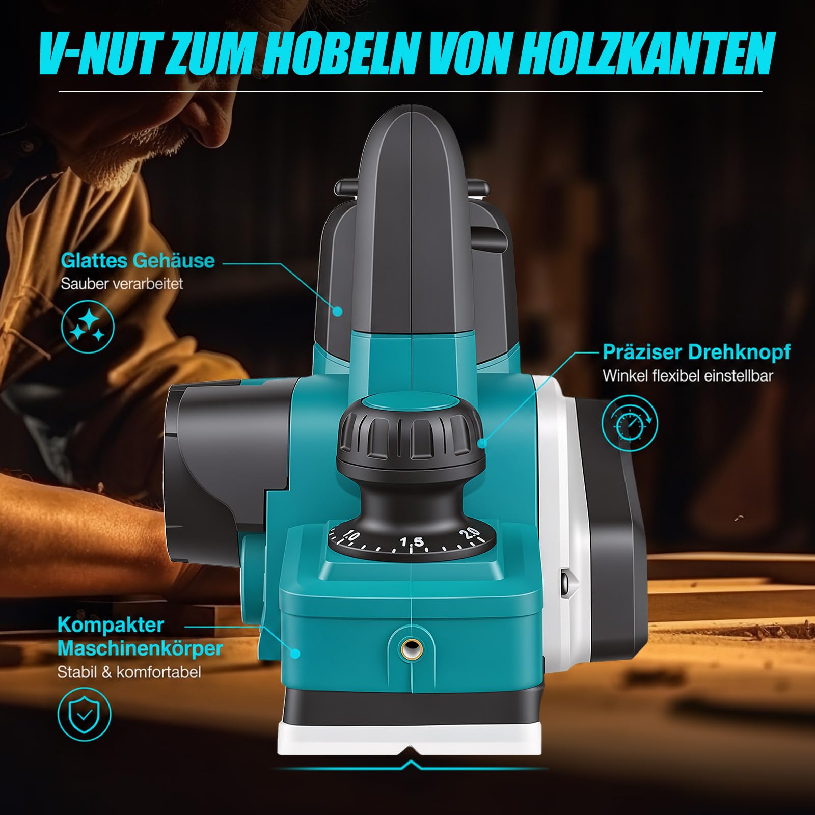 Akku-Elektrohobel 82 mm Kompatibel mit Makita 18V Akku (ohne Akku)