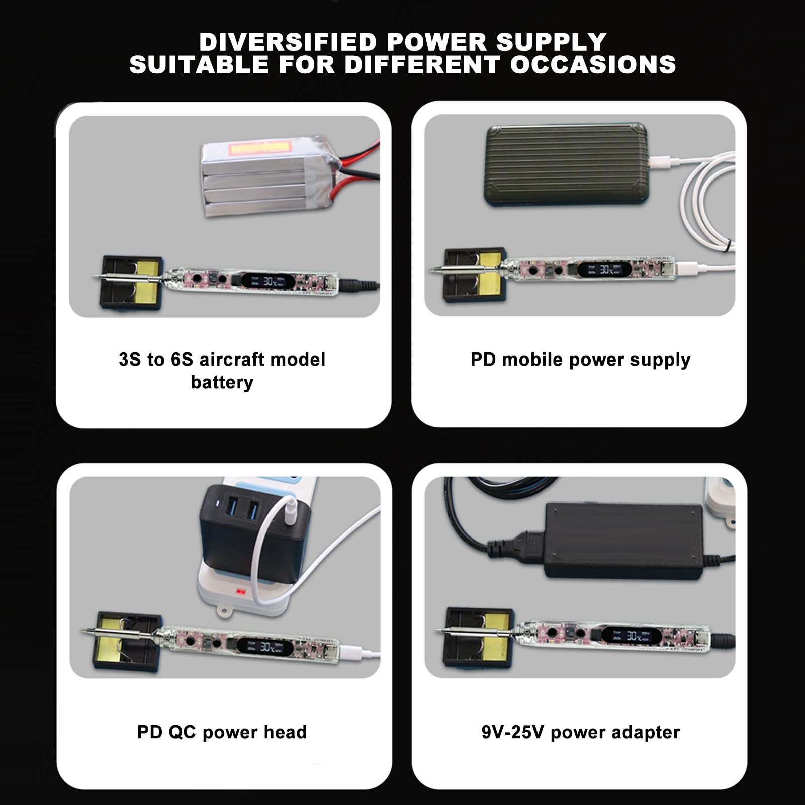 Kit De Soldador Digital De 100 W, Soldador Eléctrico DC12 V‑25 V Soldador De Temperatura Constante Pistola De Soldadura Luz OLED Soldador Eléctrico Portátil Con Cabezal TS B2