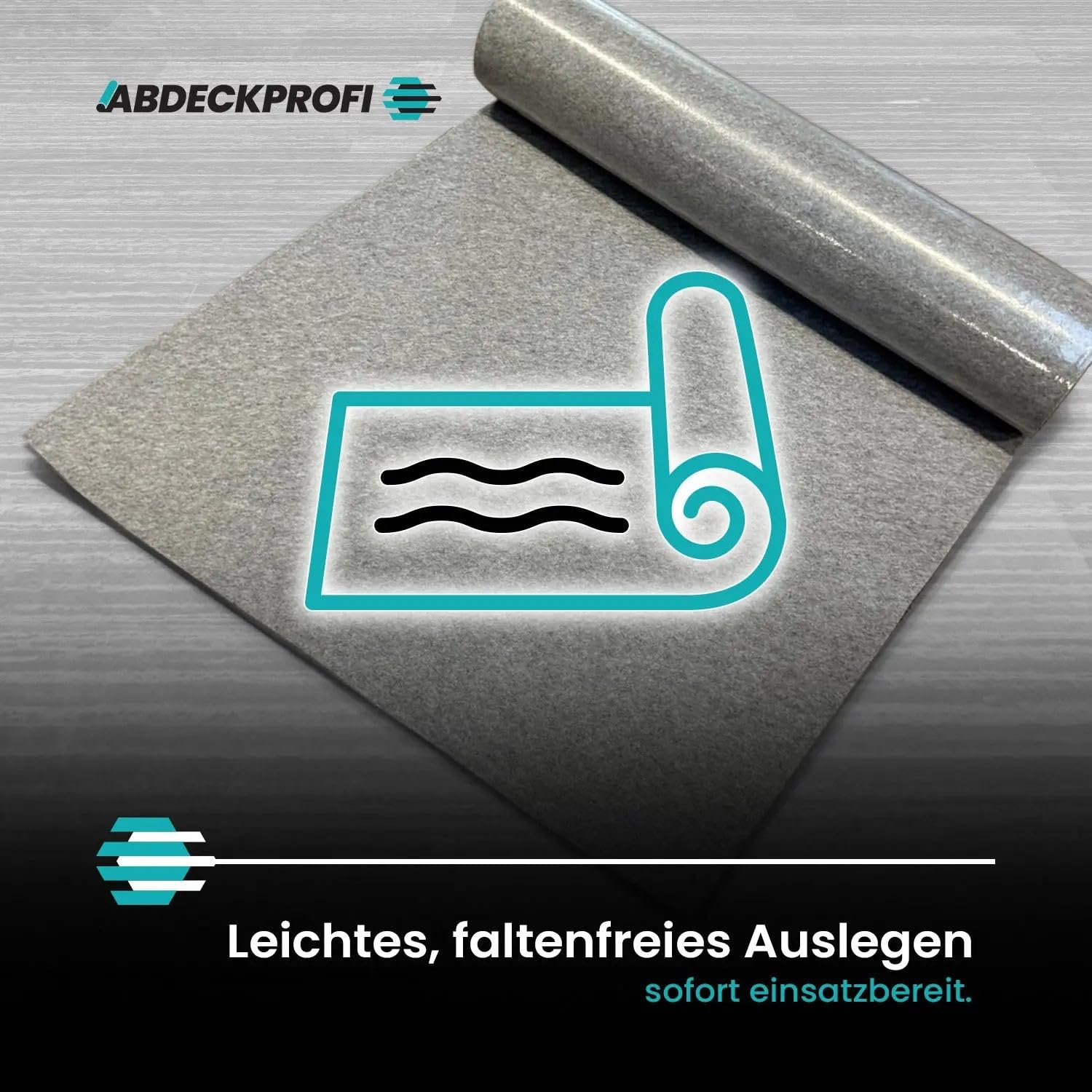 Abdeckvlies Folienseite klebend – 350 g/m² - 1m x 25m (25m²), Renovierungsvlies, Malervlies, Abdeckvlies selbsthaftend, Treppenvlies