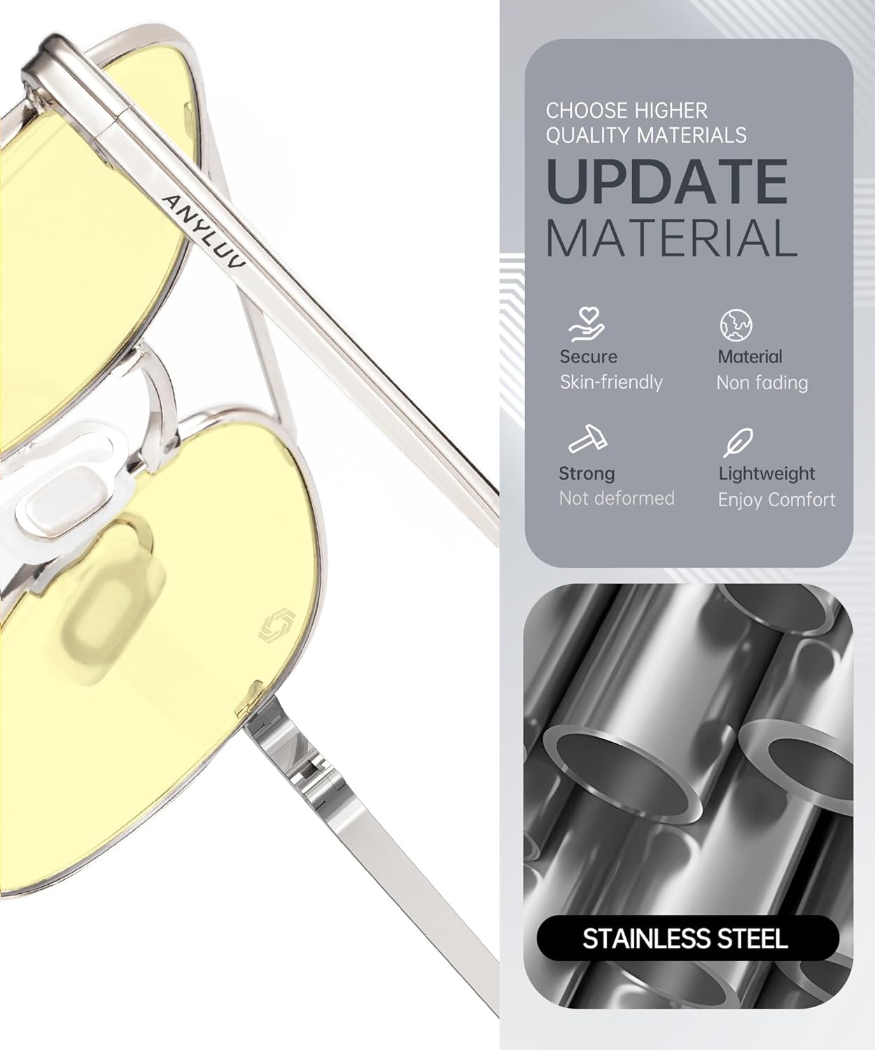 ANYLUV Blue Light Glasses for Men, Circular Frame Single Brow Bridge Design Campus Style Glasses Anti Eyestrain for Screen - Image 3