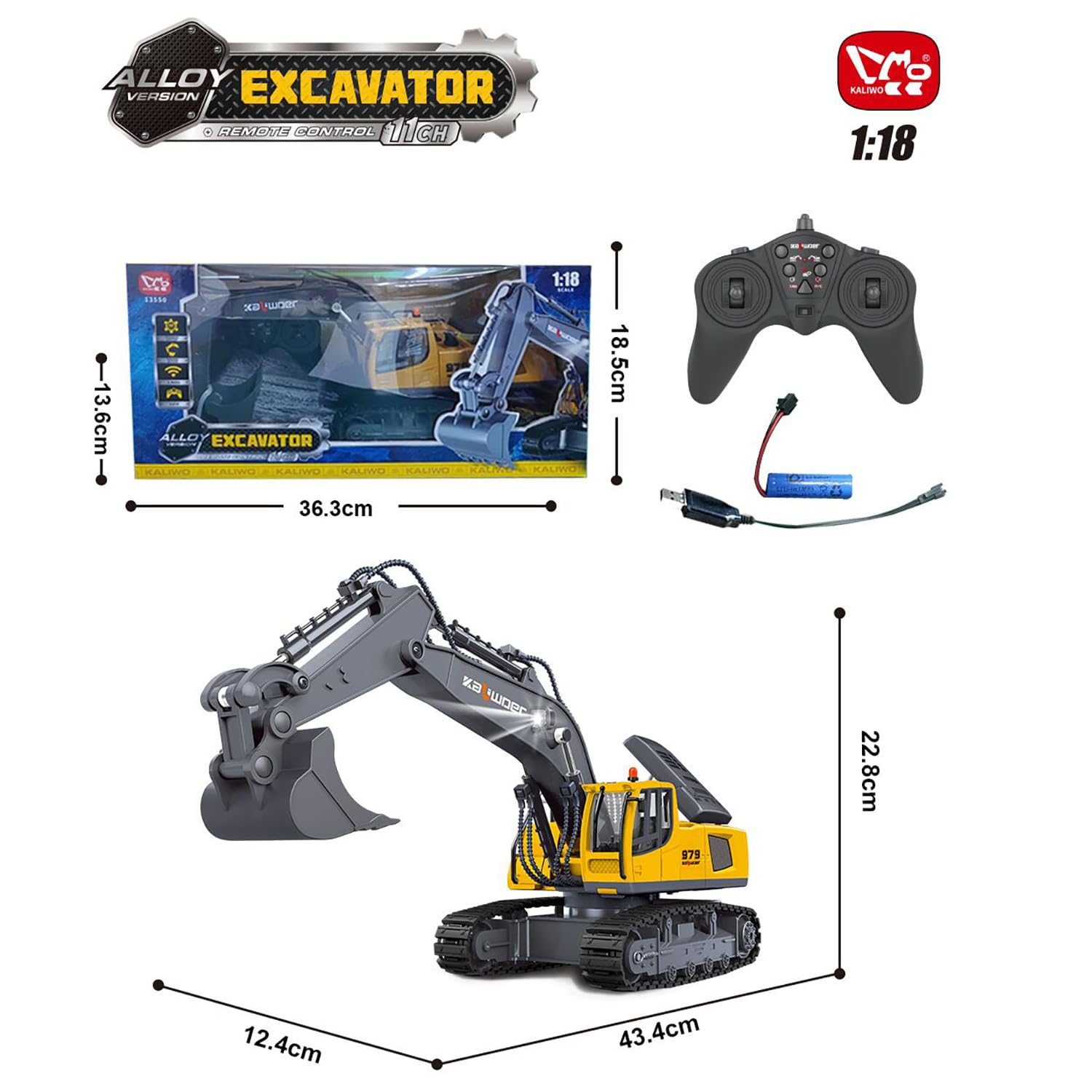 Amazon.co.jp: Wheelfun Huina 1/18 RC Toys 13550 リモコン ショベル