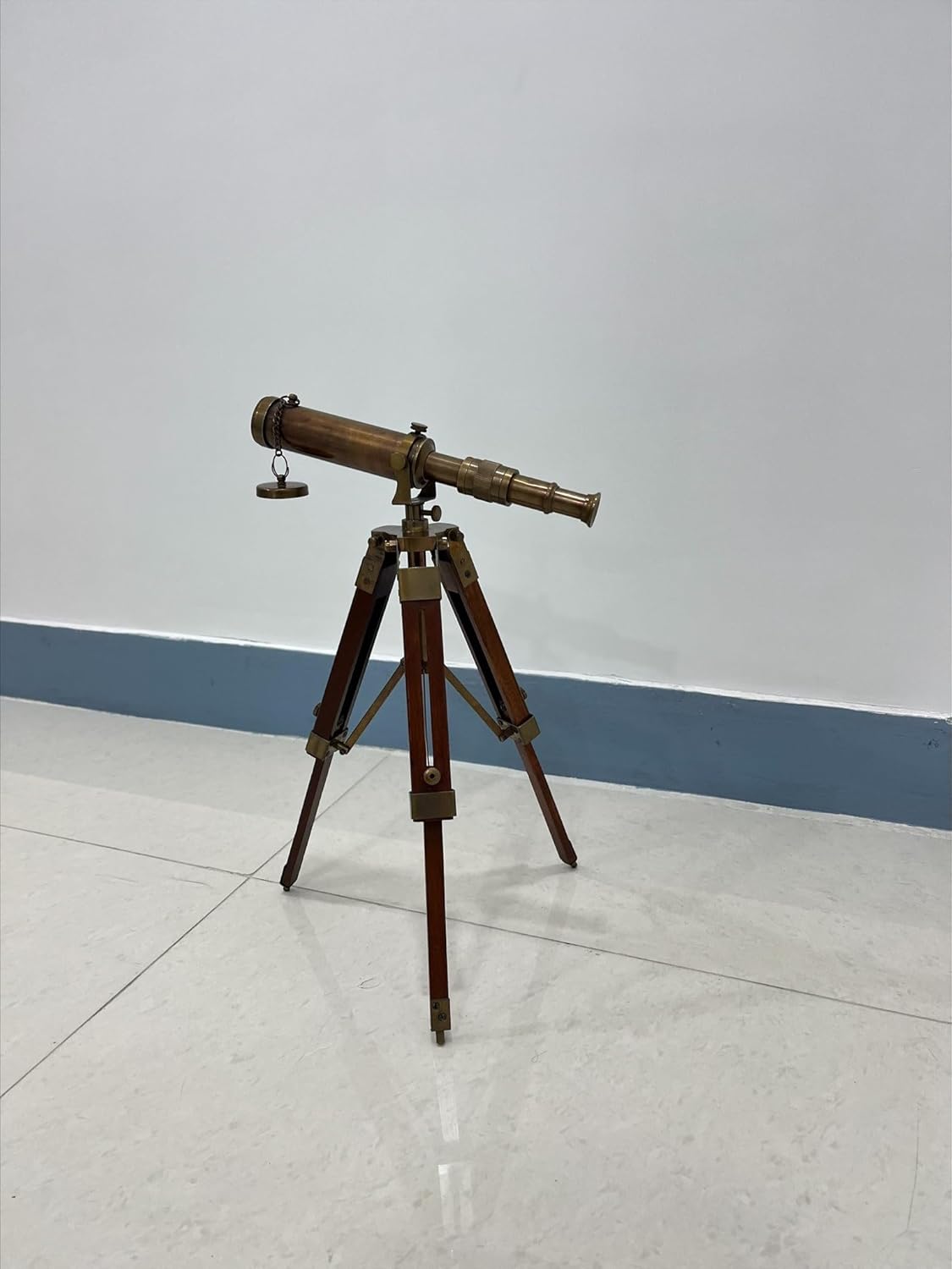 15" Pure Brass Antique Telescope with Wooden Tripod Stand – Decorative Nautical Spyglass for Home, Office & Gifts – Vintage Telescope with Brass Finish – Fully Functional