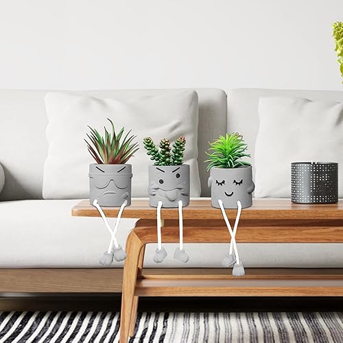 Miniatura 9 de Zerzsy Juego de suculentas artificiales, plantas suculentas artificiales, mini plantas falsas en macetas, plantas sintéticas, decoración de