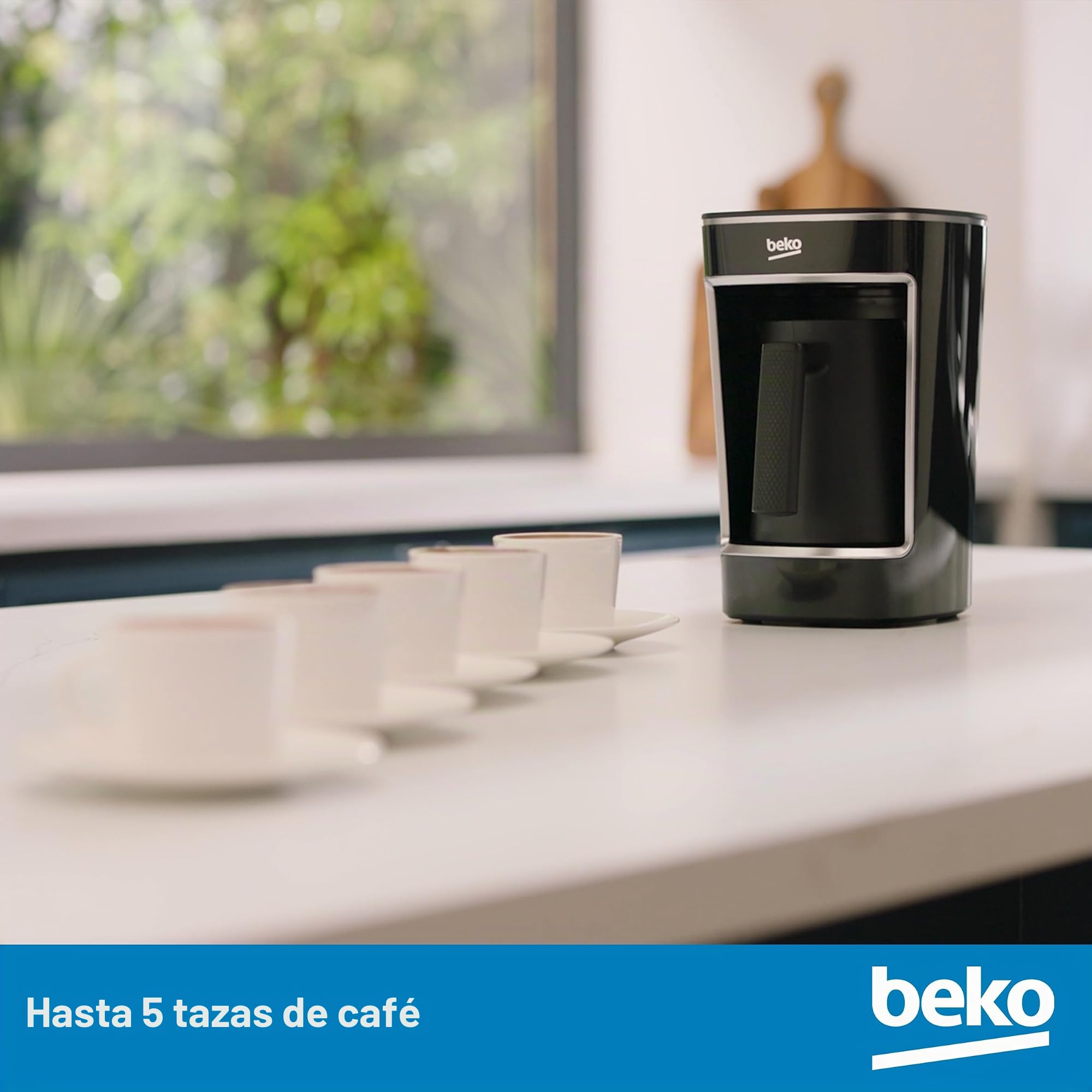 Beko TKM 2341 - Cafetera moka hasta 5 tazas, Cooksense, café turco espumoso, antiderrames, control de un solo toque, color negro