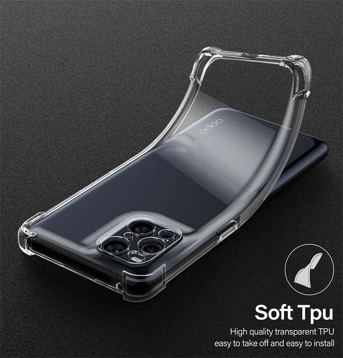 Funda Colgante Transparente para Oppo Find X3 Lite 5G con Cordon Rosa Fucsia