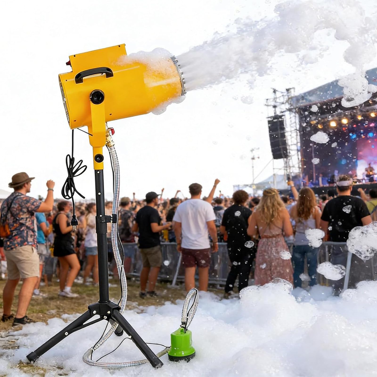 Kindevieft Stage Effect Jet Foam Machine, with Tripod Stand, for Outdoor Parties & Pool Events
