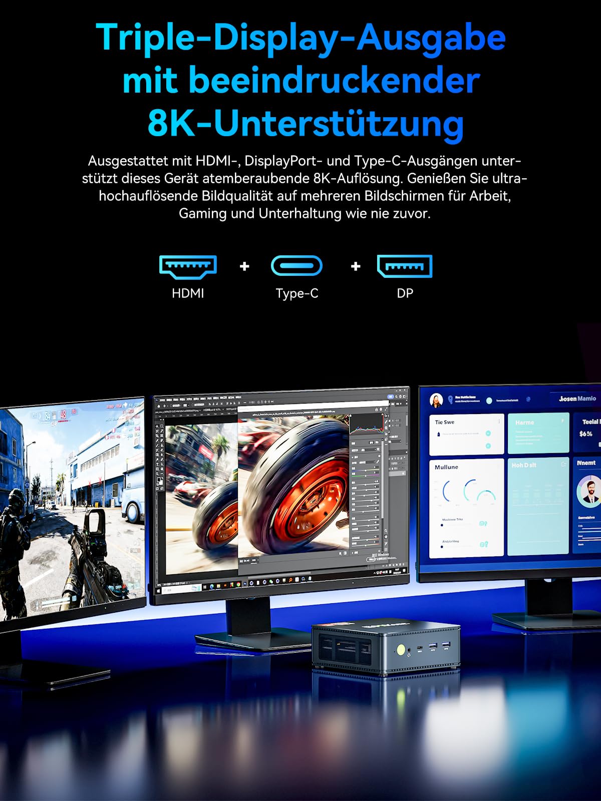 GMKtec [3-Jahren-Garantie AMD Mini PC Ryzen 7 7730U(Beats 7430U/5825U)(8K/16T bis 4.5GHz) M5 Ultra Micro PC 32GB DDR4 512GB M.2 SSD, mit Dual 2.5G LAN|WiFi6E|4K Triple Display|USB C für Gaming & Büro