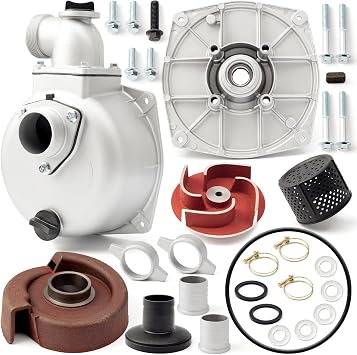 2 Semi-Trash Water Pump for Straight Keyed Shafts Replacement for Pacific Hydrostar for Predator 212 cc Clear Water Pump 2 Inch Ports 7860GPH