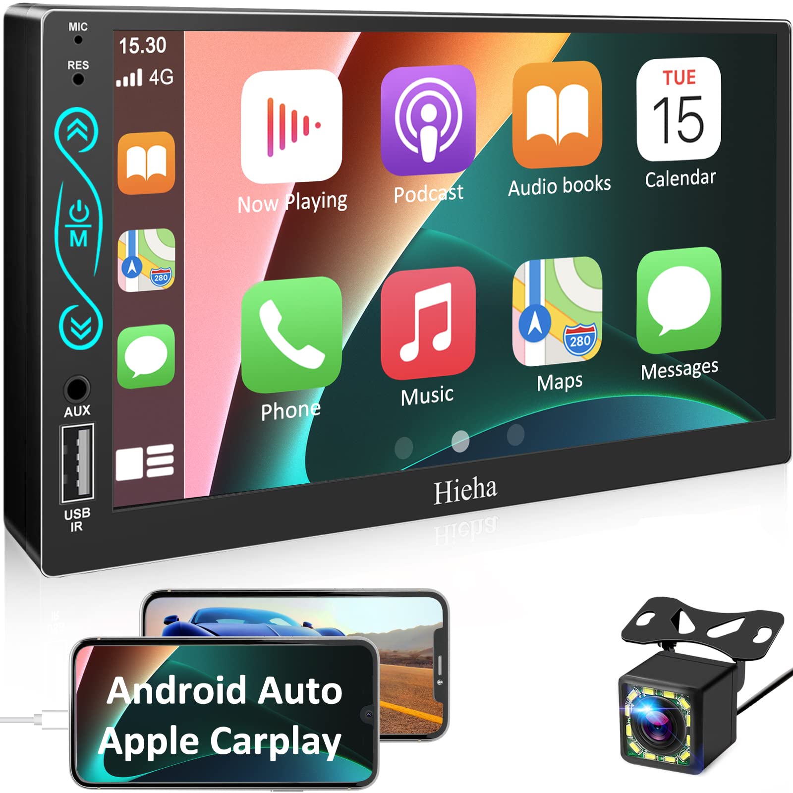Buy Hieha Double Din Car Stereo Compatible with Apple Carplay and Android Auto, 7 Inch Bluetooth