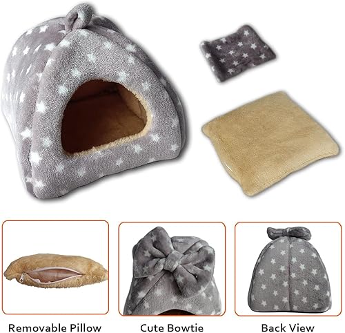 Miniatura 18 de Guinea Pig Bed, Guinea Pig Hideout House Accessories Warm Bed for Small Animals Hamsters Chinchillas Dwarf Bunnies Hedgehogs. M, Green Flower