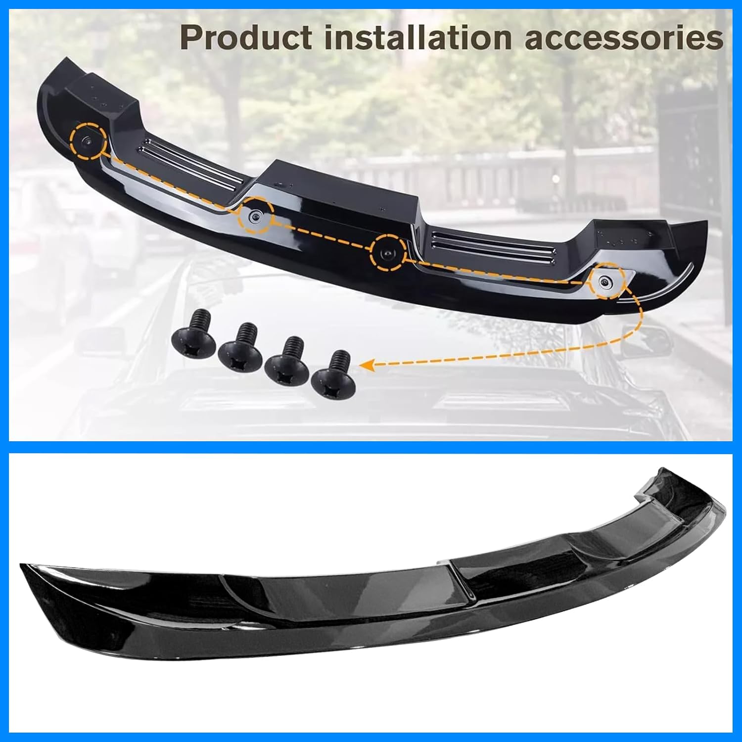 Rear Spoiler Wing for 2015-2023 Ford Mustang V6/V8/Shelby/GT/EcoBoost 2 Door Coupe GT350 GT500 Rear Trunk Lid Wing Spoiler (Glossy Black)