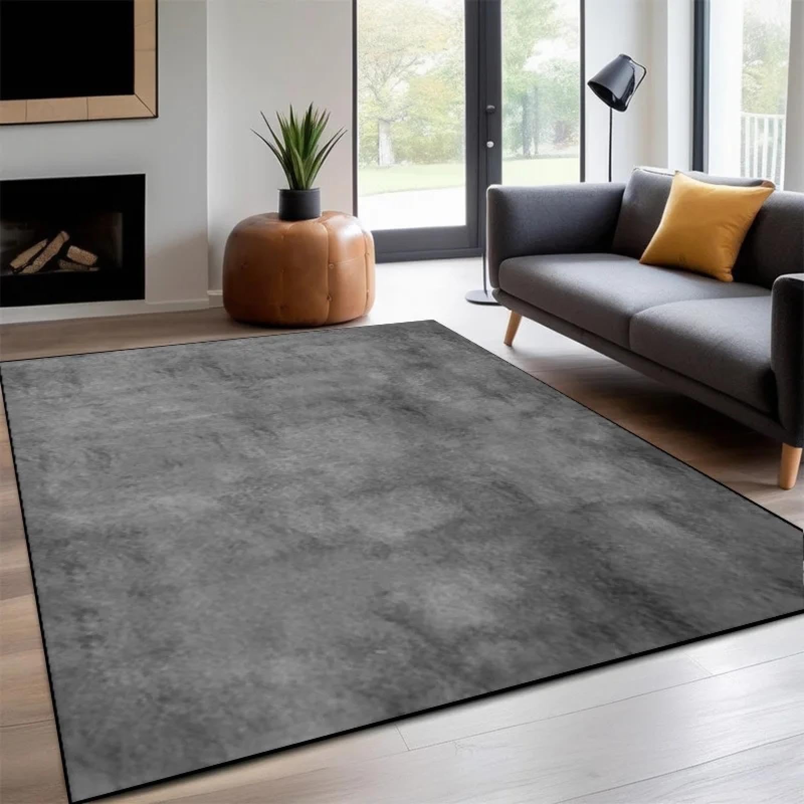 Tapis de salon moderne uni 100x140cm antidérapant et lavable