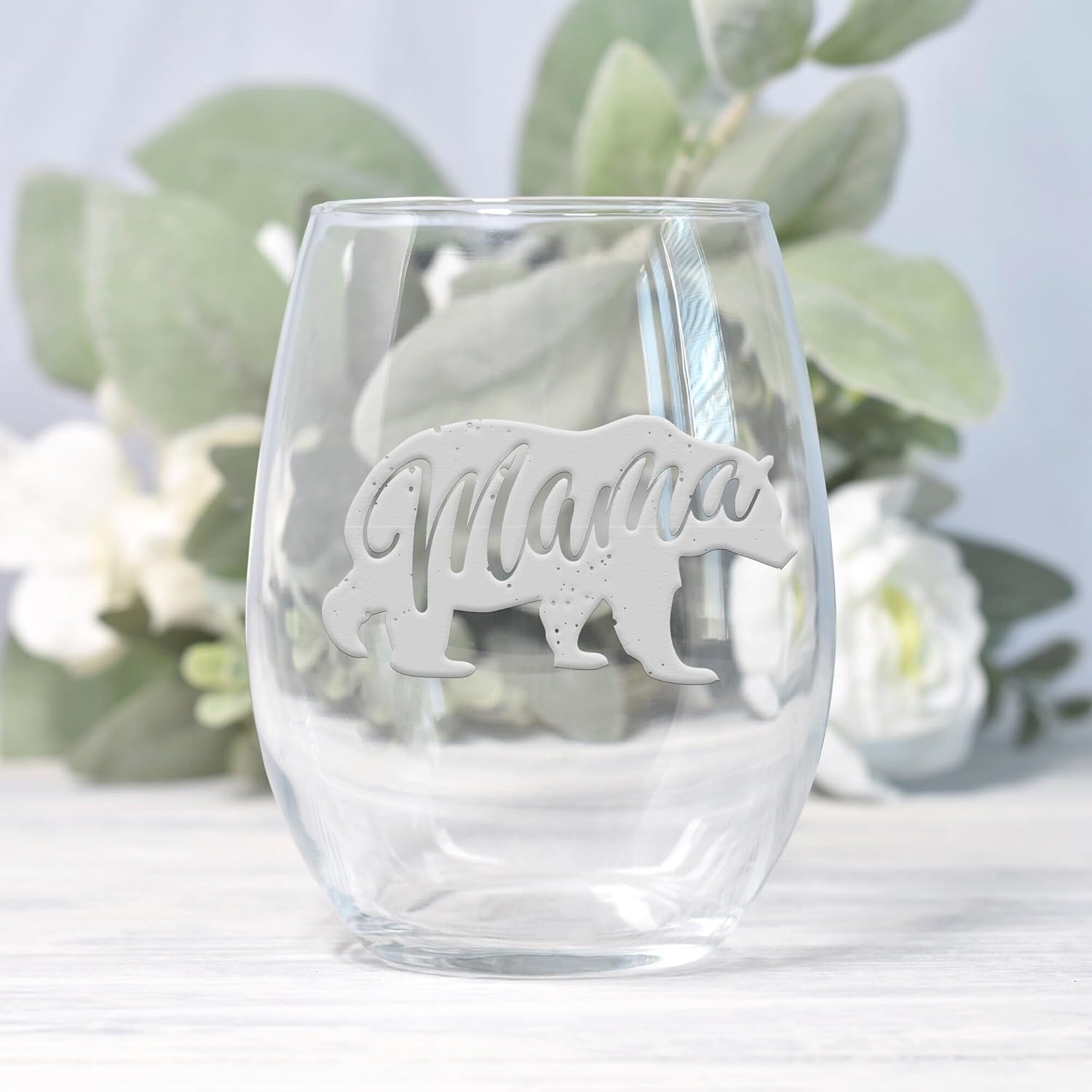 Mama Bear Stemless Wine Glass - Gifts for Moms or New Mothers - 5 Glasses