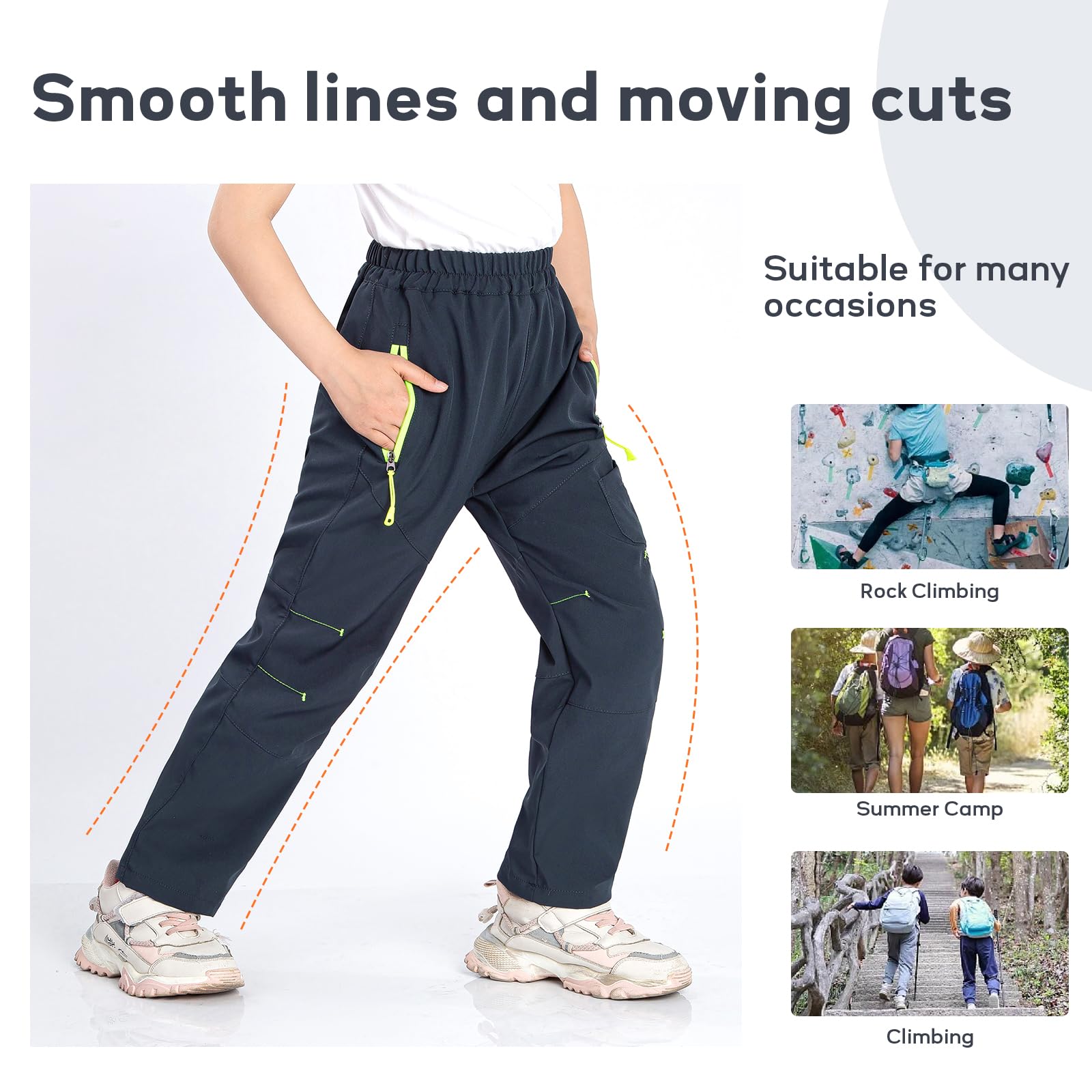 SUKUTU Pantalon de Printemps et d'été à Séchage Rapide pour Garçons et Filles Pantalon de Randonnée léger pour Enfants