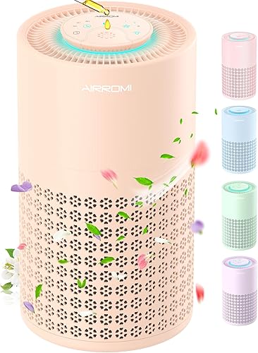 Miniatura 1 de AIRROMI Purificador de aire para dormitorio con filtros True H13 HEPA 3 en 1, purificadores de aire para mascotas para el hogar, olor a orina de