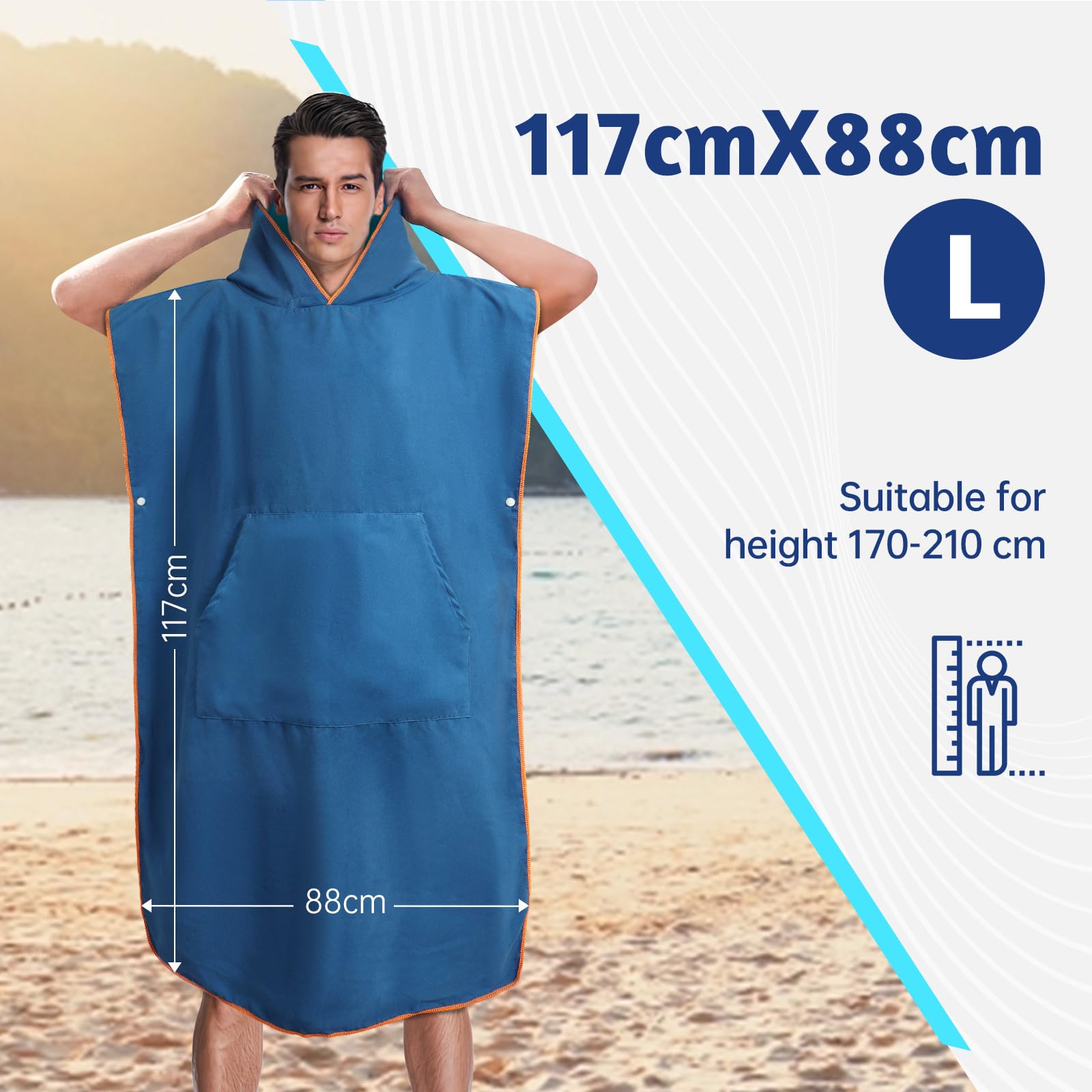 Cape De Bain Pour Enfant Avec Capuche, Serviette De Plage En Microfibre