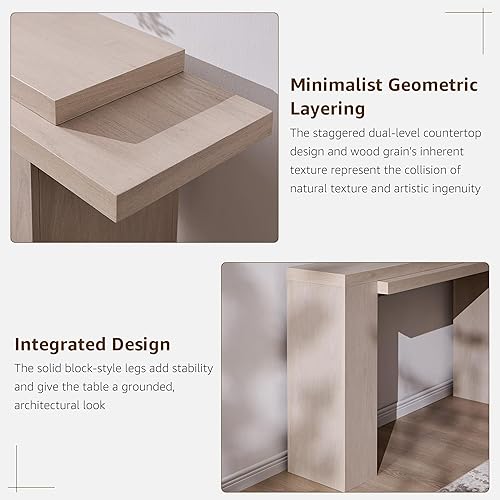 Miniatura 4 de OKD Mesa consola de entrada moderna de 63 pulgadas, mesa de sofá con acento de geometría sólida detrás del sofá, mesa consola estrecha para entrada,