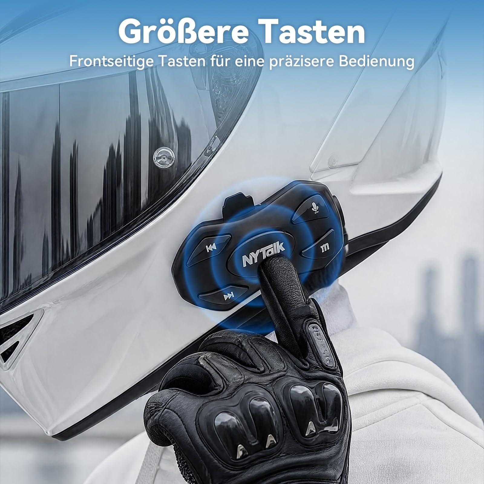 N2 Motorrad Intercom Bluetooth 5.4, 1000m Kommunikation für 2 Fahrer | Helm Headset, Audio-Multitasking, Bluetooth Dual-Chip, 40mm Hi-Fi, Musik Sharing,1000mAh Akku, IP67 wasserdicht, DSP & CVC