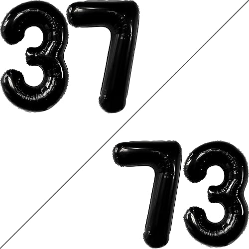 Miniatura 2 de KatchOn, Globo negro con el número 37 de 40 pulgadas, decoraciones de aniversario para hombres y mujeres
