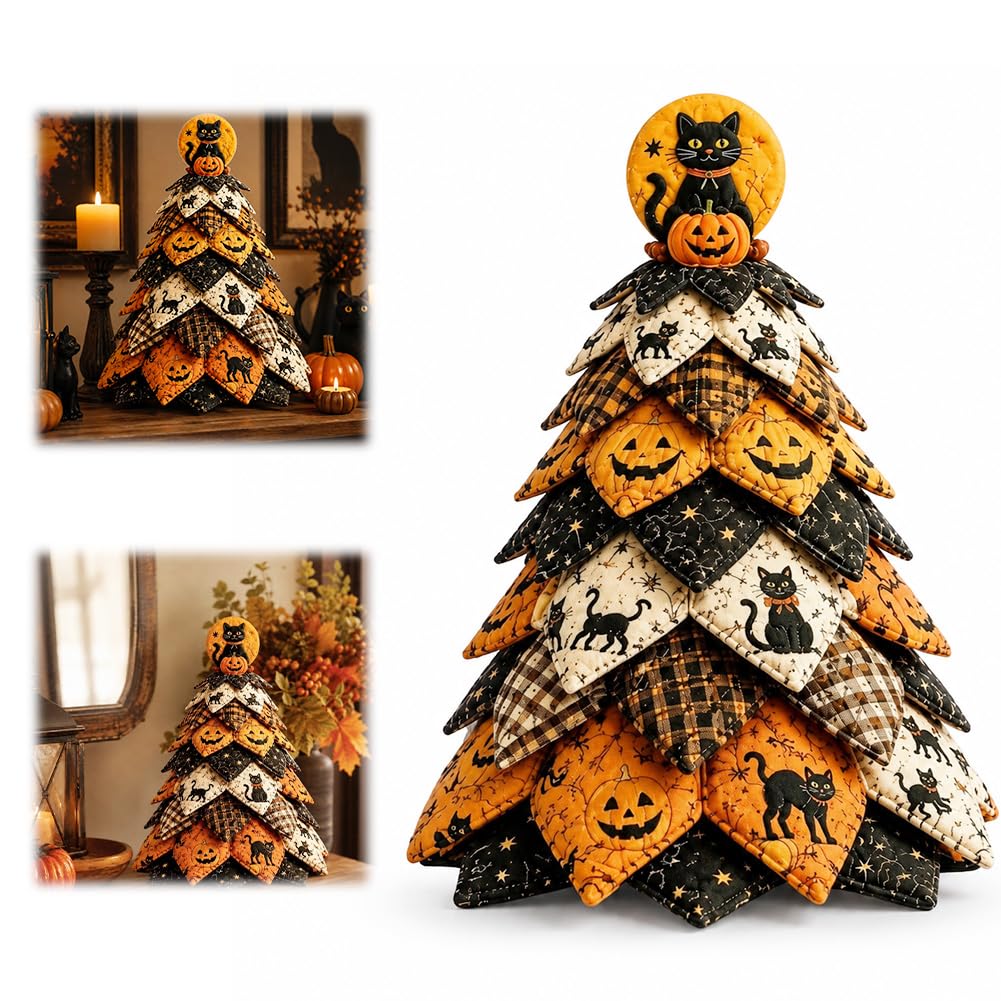 3D Quilted Halloween Tree Kit, DIY Patchwork Craft Beginner Sewing Kits