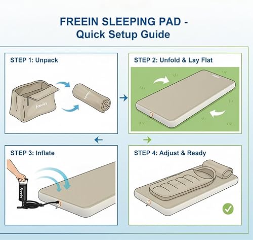 Miniatura 4 de Freein Colchoneta inflable para acampar, 76 x 26 x 4 pulgadas, cama de aire portátil para tienda de campaña, automóvil, suelo, cama de invitados en