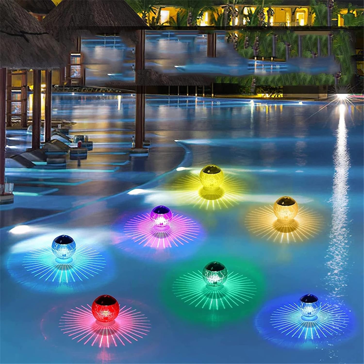 LED Glowing Floating Ball Pool Light Solar Swimming Pool Light Color Changing Underwater Fountain Globe Light Garden Pond Light(Warm White,2Pcs)