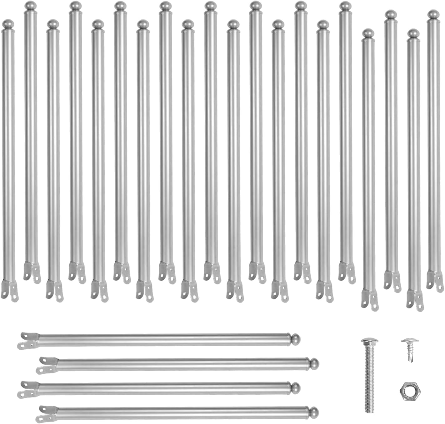 24 Pack 1-3/8'' Chain Link Fence Extension, 30'' Fence Extension Height, Galvanized Post Extender for Dogs and Privacy (Silver)