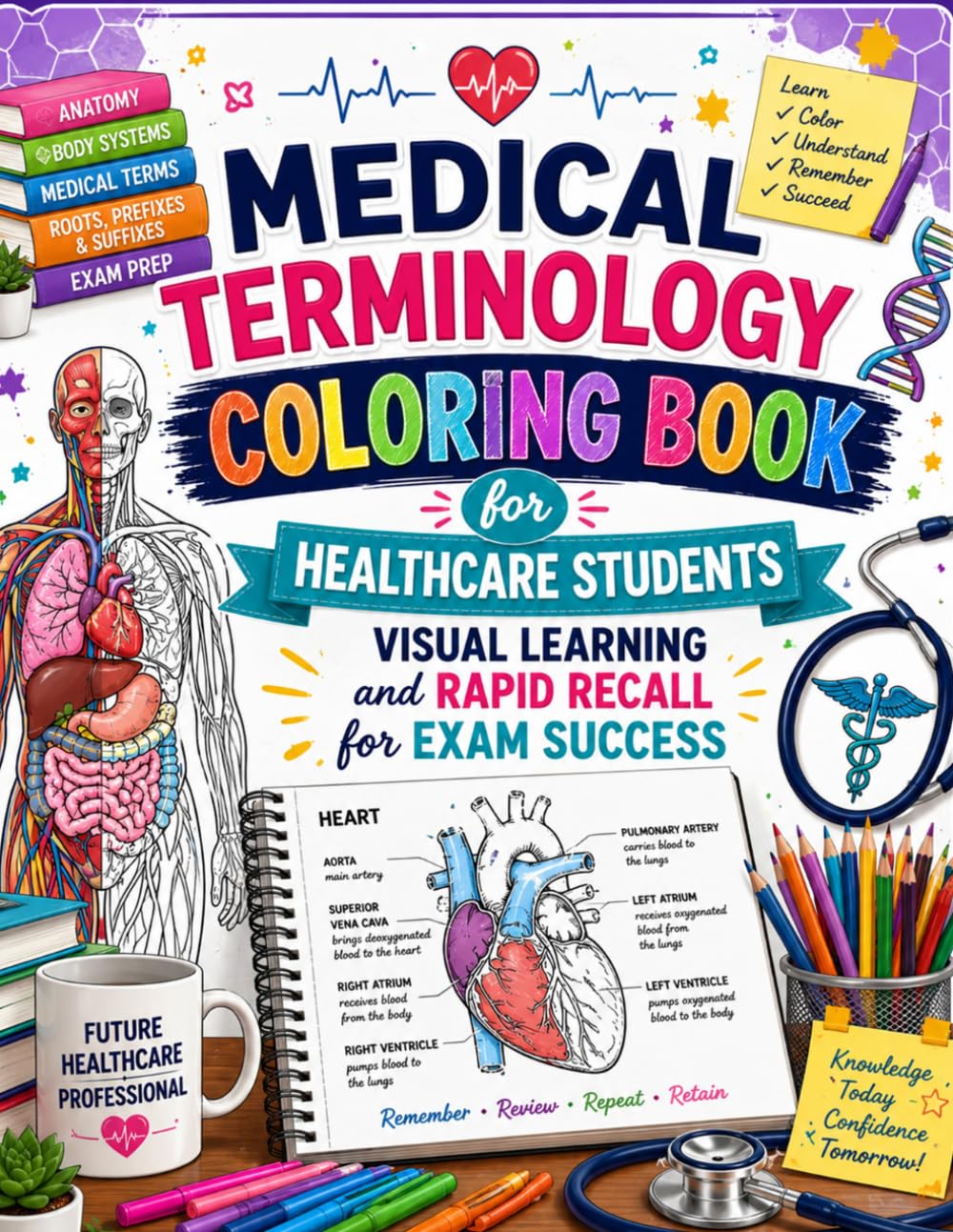 Medical Terminology Coloring Book for Healthcare Students: Visual Learning and Rapid Recall for Exam Success