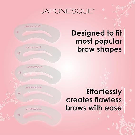 JAPONESQUE Brow Builder Kit - Includes Lamination Spatula, 5 Brow Stencils and Brush for Gels, Waxes and Eyebrow Makeup