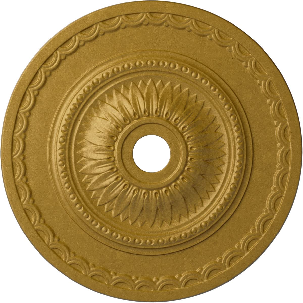 Ekena Millwork CM29SFPGS - 29 1/2"OD x 3 5/8"ID x 1 5/8"P Sunflower Ceiling Medallion (Fits Canopies up to 5 5/8") - Ceiling Medallion, Pharaoh's Gold