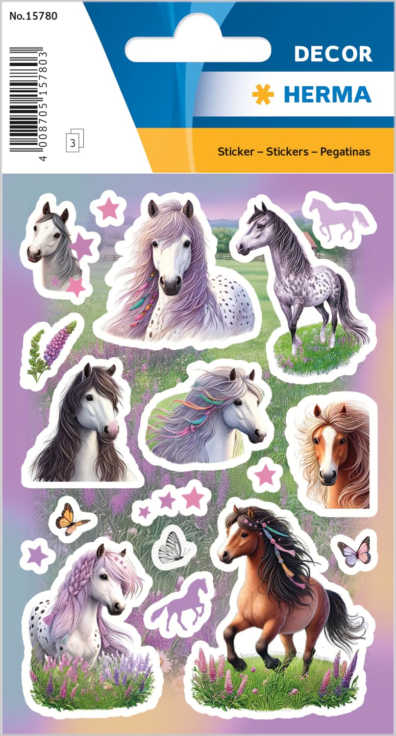 HERMA Horse Stickers, Animal Stickers for Children and Toddlers, Children's Stickers with Horse Motif for Sticker Album Scrapbook Photo Album Gift Birthday Decoration Letters Crafts