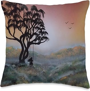Girl on a Swing. Original painting. Throw Pillow