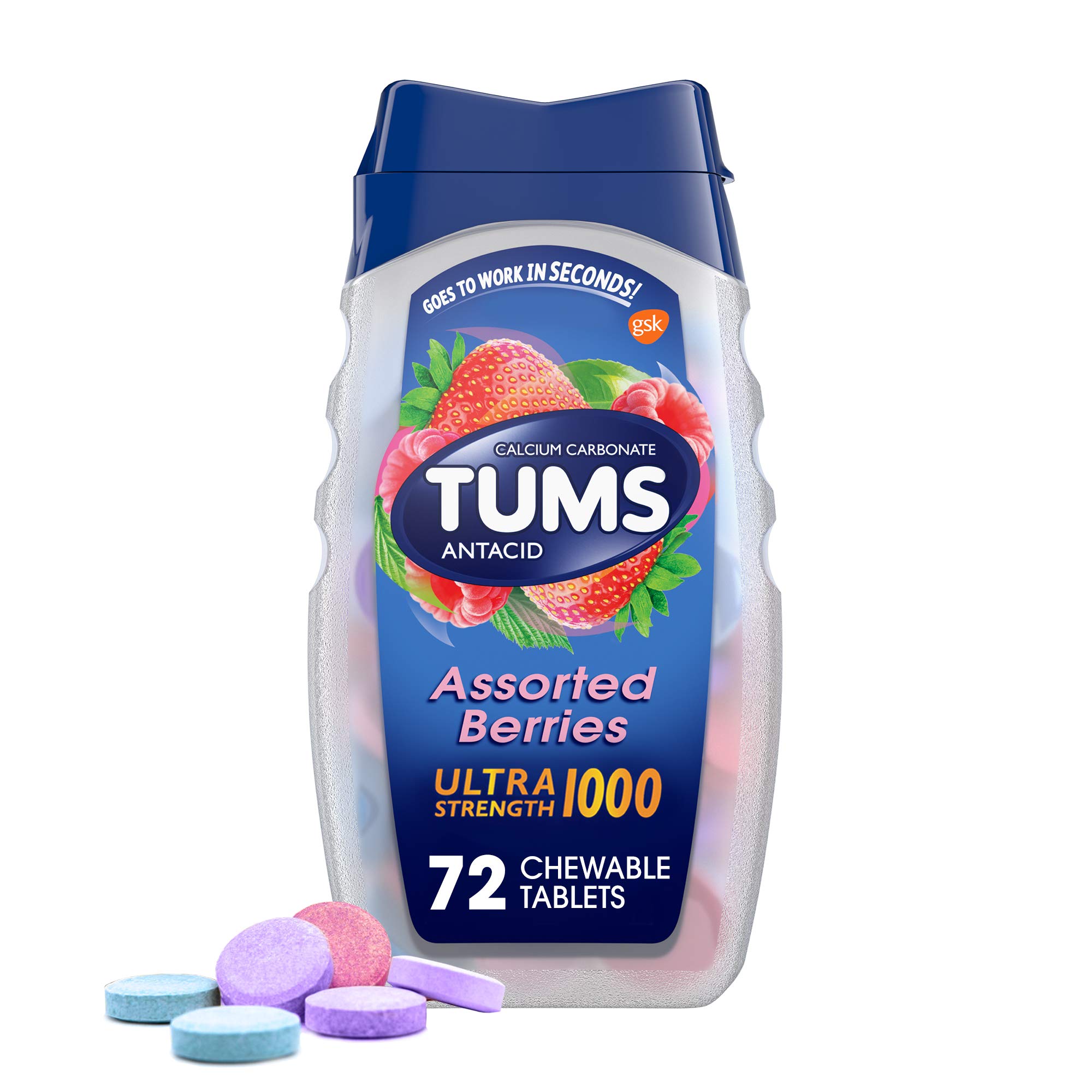 TUMS Ultra Strength Assorted Berries Antacid Chewable Tablets for