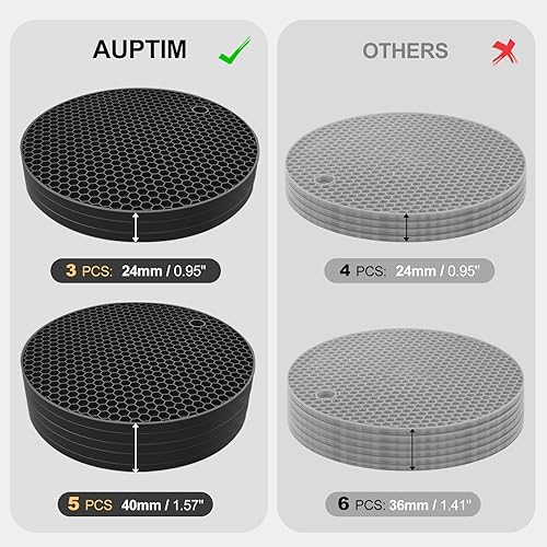 Miniatura 3 de Salvamanteles de silicona ultra gruesos de 0.315 in para platos calientes, ollas y sartenes, alfombrillas de silicona para proteger la mesa,