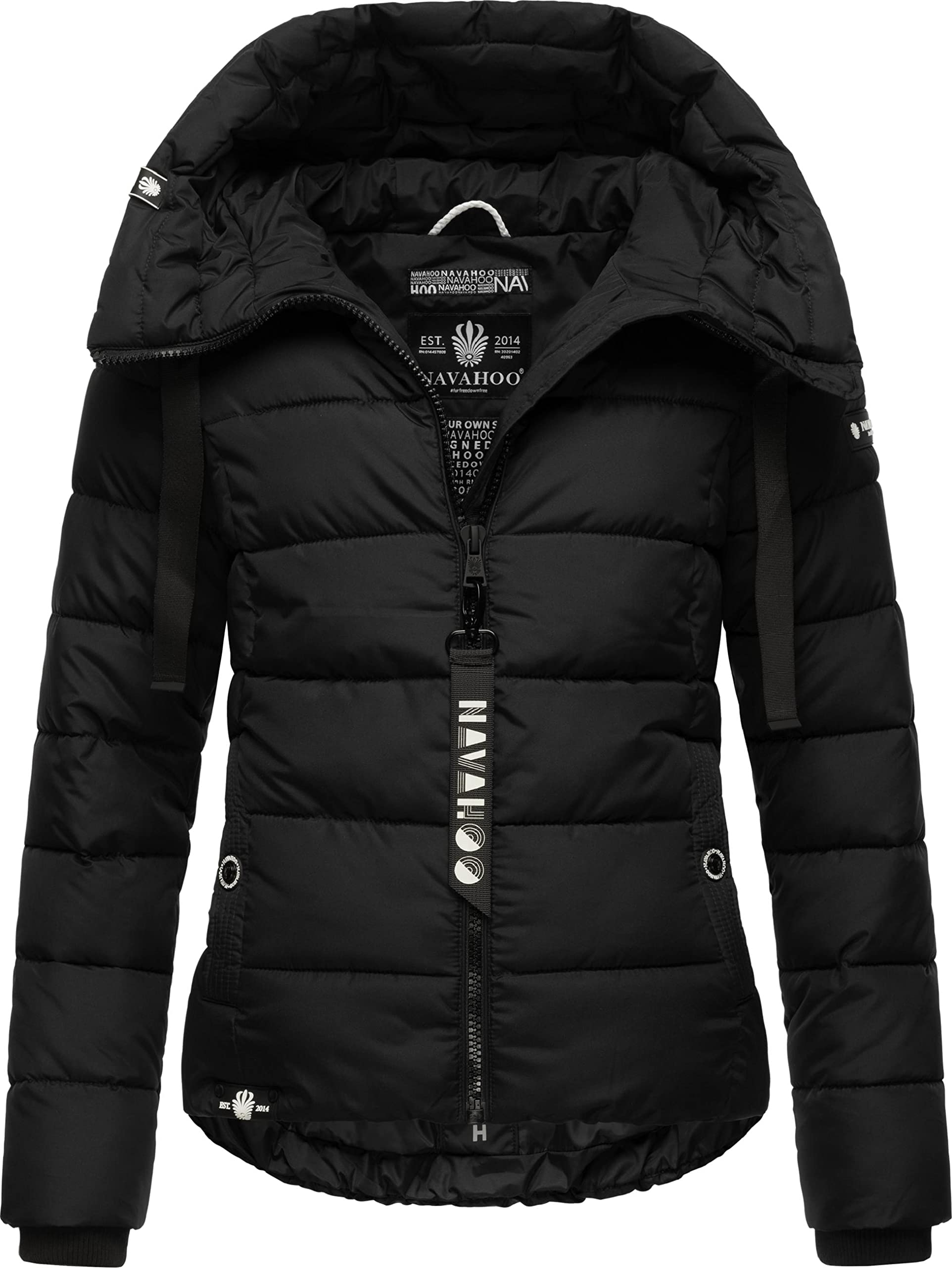 Navahoo Damen Winterjacke warme Steppjacke mit hohem Kragen und verstellbarer Kapuze Amayaa XS-XXL