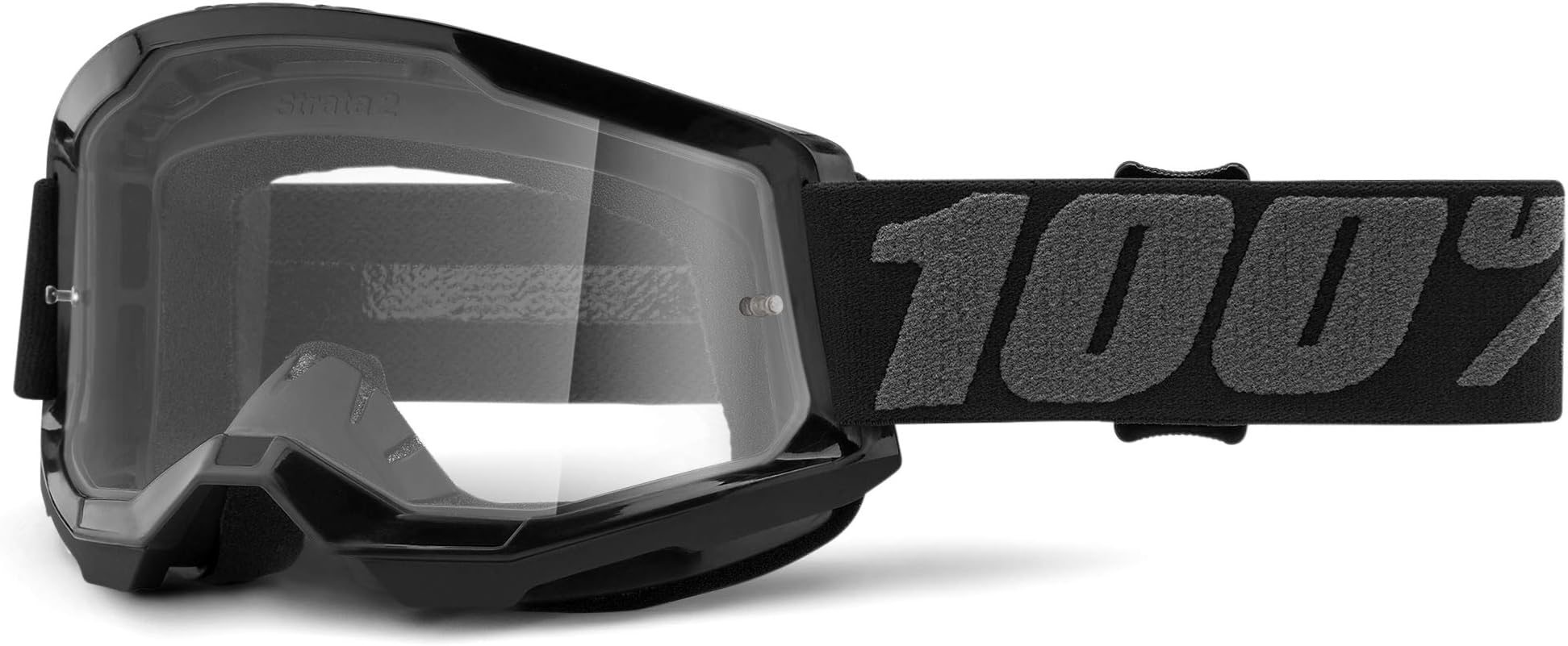 100% STRATA2 Black Clear Lens Goggles