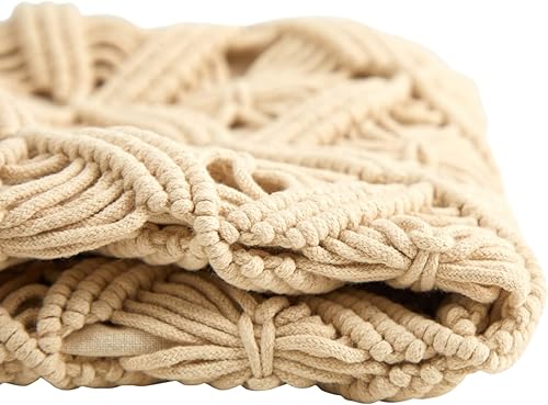 Miniatura 3 de Nearly Natural Funda de almohada decorativa de macramé tejida con diamantes bohemios de 18 pulgadas