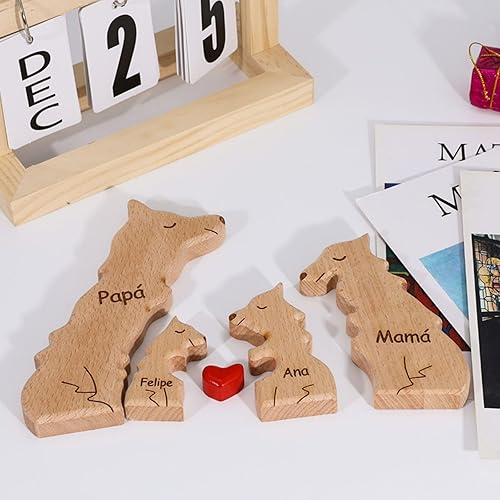 Miniatura 3 de Rompecabezas personalizado con nombre de familia  Rompecabezas de madera de lobo  Rompecabezas de madera personalizable de roble pieza decorativa