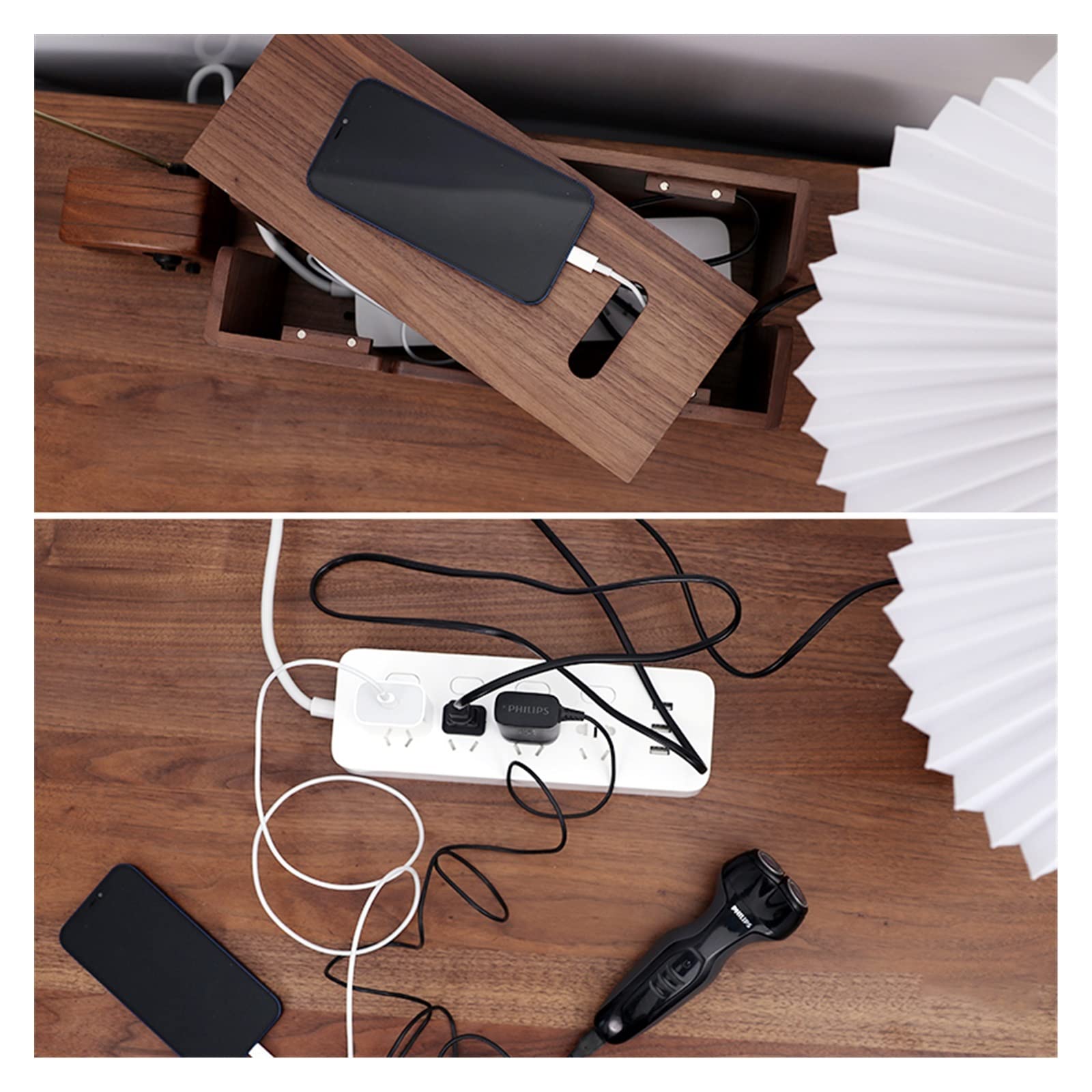 Kabel-Management-Box aus Holz, Kabel-Aufbewahrungsbox, Kabel-Aufbewahrungsbox, kabellose Router-Rack-Reihe und Datenkabel-Abdeckung, Line-Manager, Set-Top-Box, Hub-Box, Kabel-Organizer-Box-Aufbewahrun