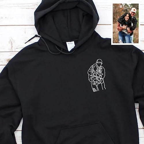 Miniatura 4 de Sudaderas con capucha personalizadas que diseñan el tuyo propio, retrato de camisa personalizado de la foto, fecha de aniversario para parejas