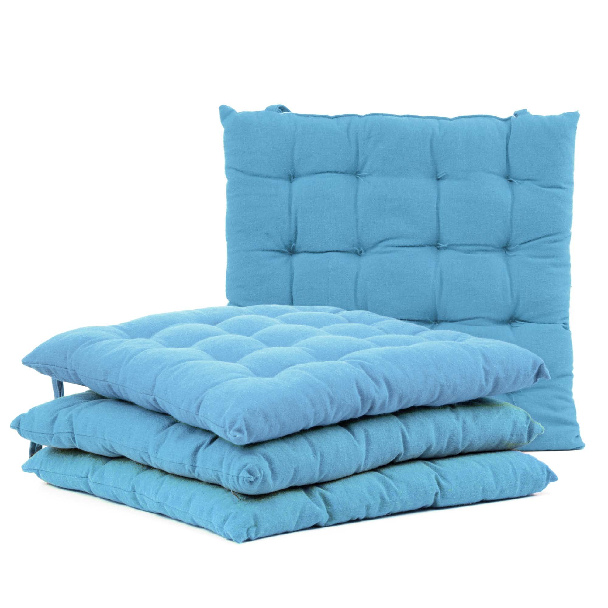 thesecrethome.es - Set de 4 Cojines para Silla - Cojín Acolchado de 37 x 37 cm - Decoración Hogar - Ideal para Sillas de Cocina, Comedor, Jardín (Azul)