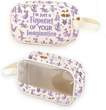 TGBJE Purple Dragon Clear Cosmetic Bag Cartoon Character Gift Family Vacation Gift Im Just a Fig of Your Imagination Makeup Pouch Dragon