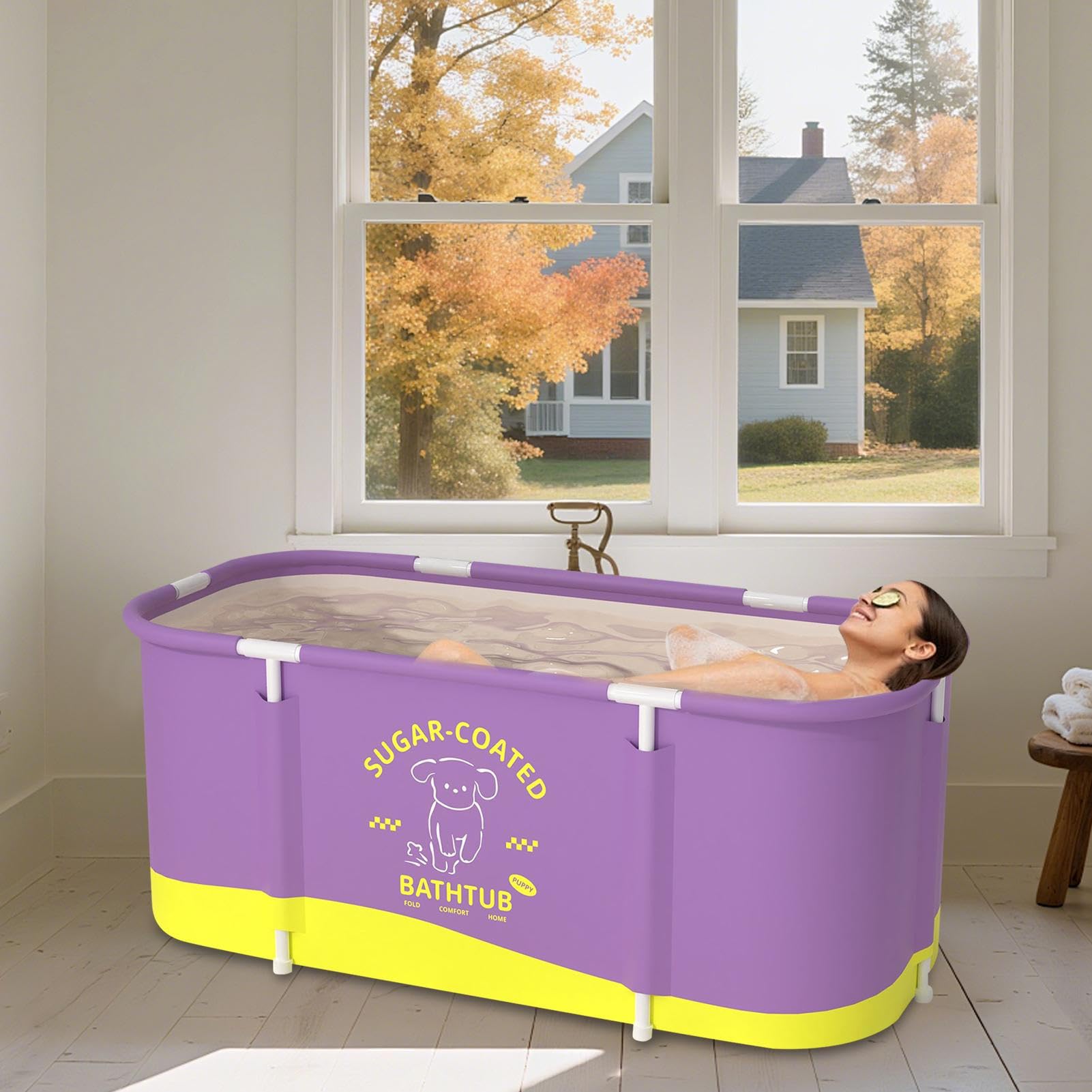 Tragbare Badewanne für Duschkabine Faltbare verstärkte Badewanne mit großem | 115x60x50 cm für Warm- und Kaltwasser für Zuhause, Camping, Garten, Terrasse, Sommer, Schwimmbad, Was