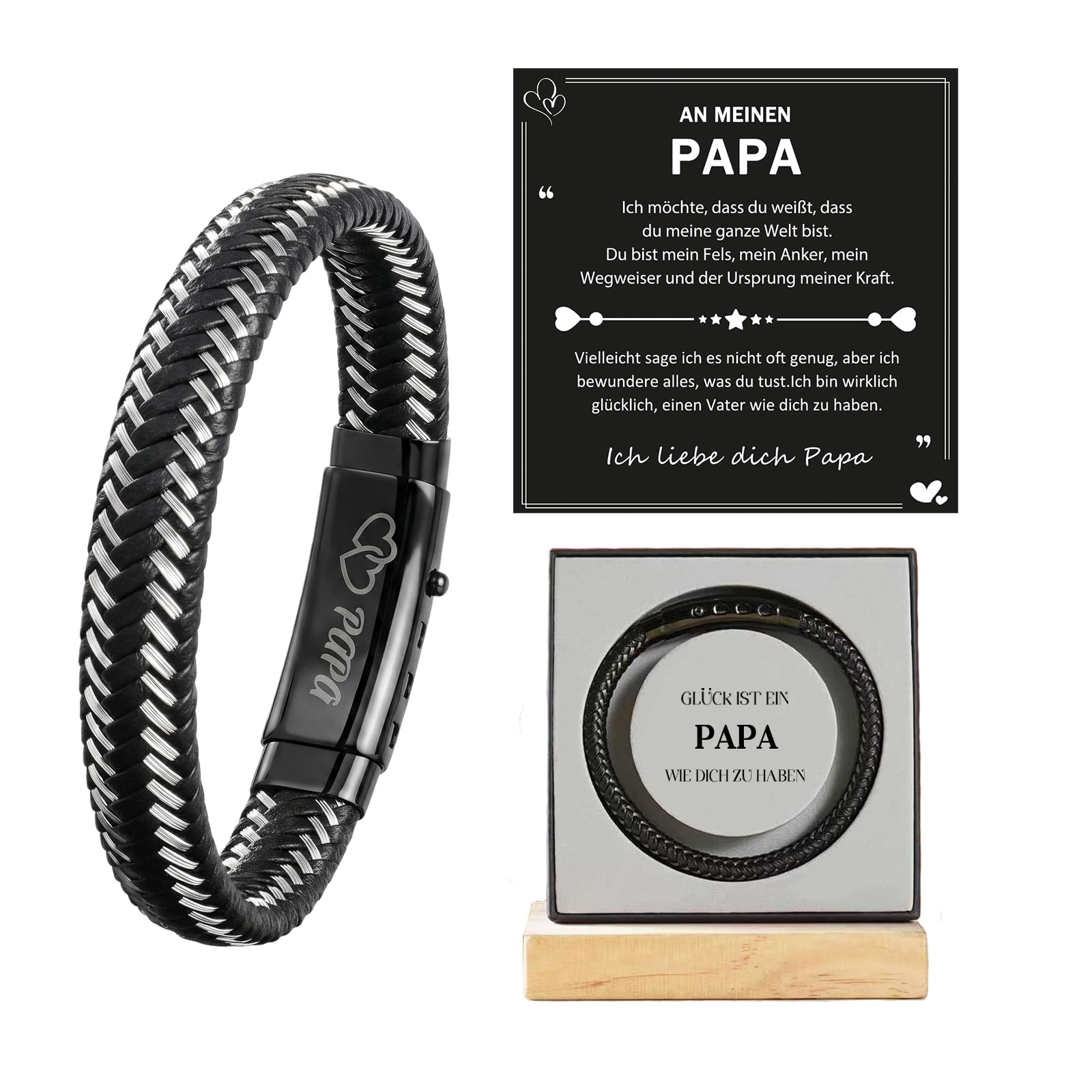 Lueaurra Vatertagsgeschenk Geburtstagsgeschenk Weihnachten für Papa – Geschenk für Papa – Herren Lederarmband für Vater