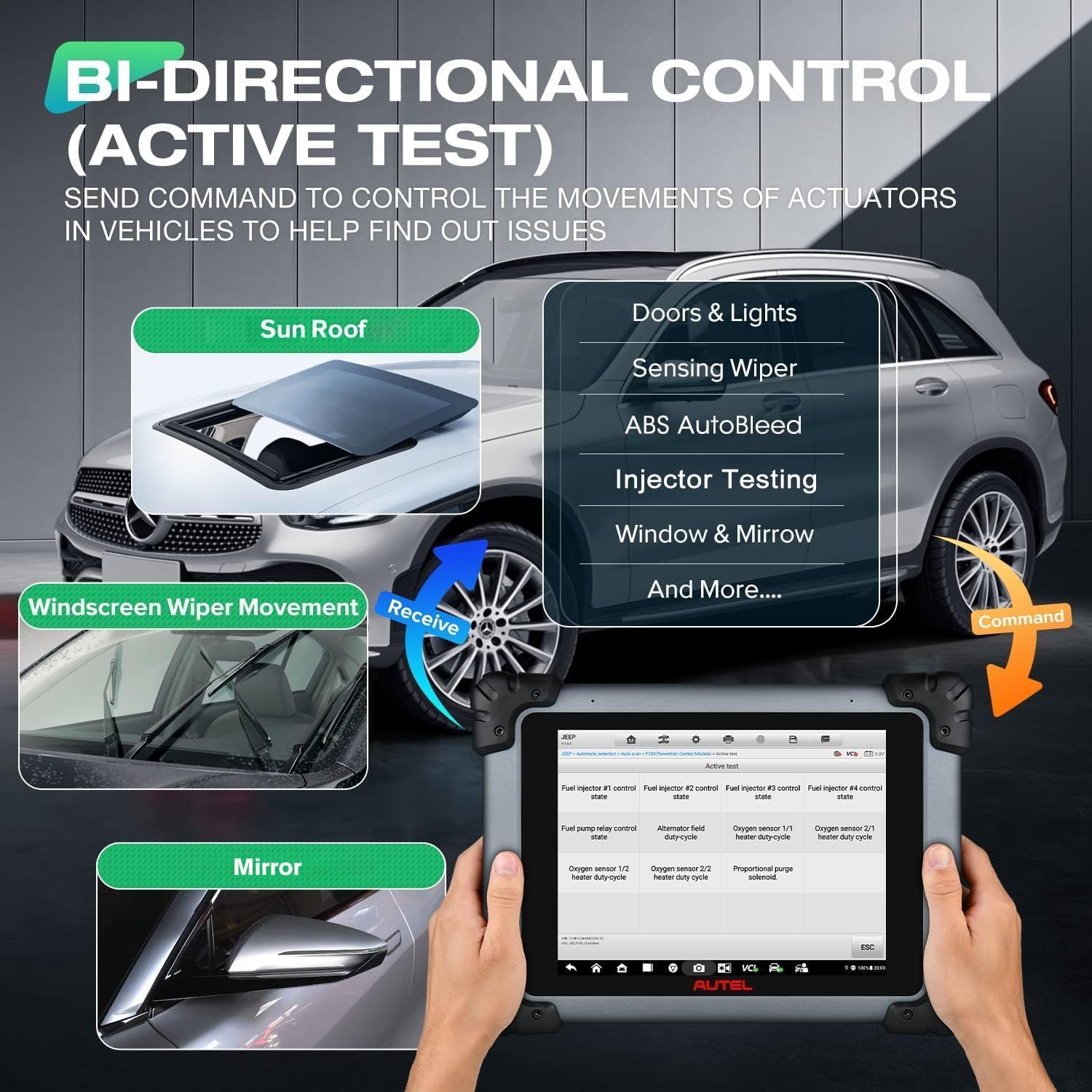 Autel MaxiSYS MS908S PRO II performing bi-directional control (active test) on vehicle components
