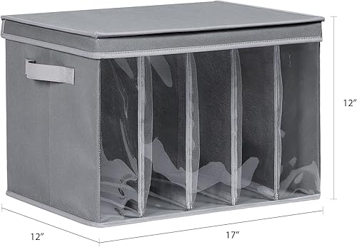 Miniatura 2 de Zilink Almacenamiento mejorado de suéteres para armario con tapas y tablas de soporte, organizador grande de suéteres para armario con divisor de 5