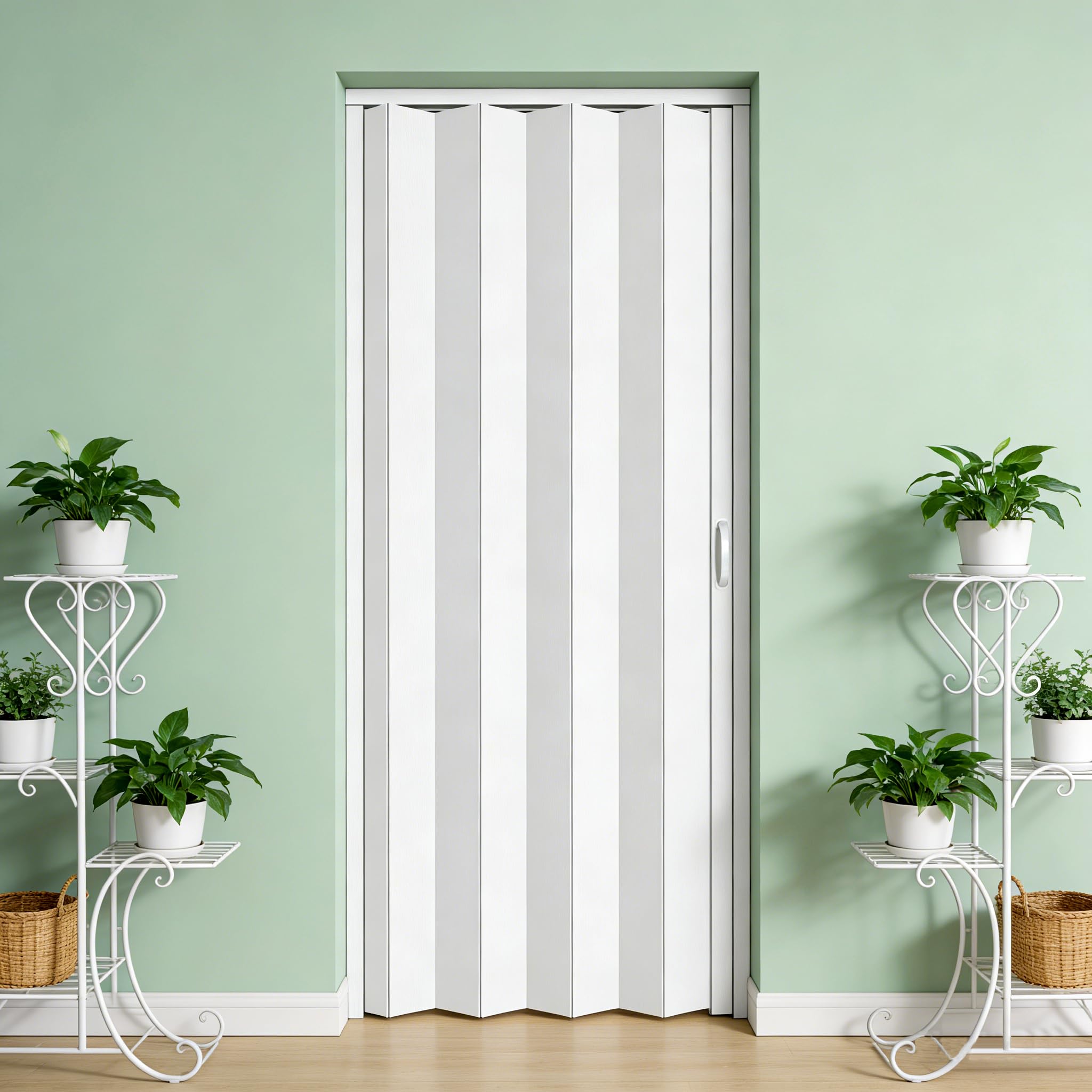 36 x 80 inch Internal Accordion Folding Door with Lock and Handle