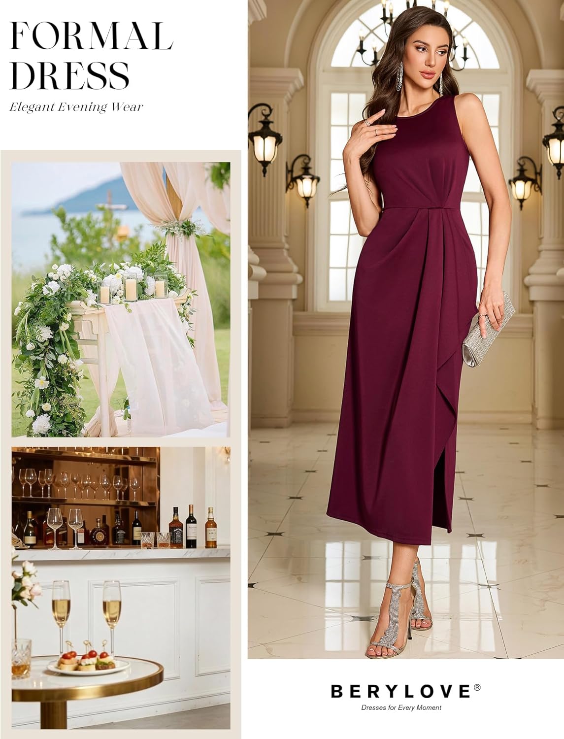 BeryLove Women's Formal Wedding Guest Slit Dress Classy Sleeveless Long Prom Gala Dresses - Image 5