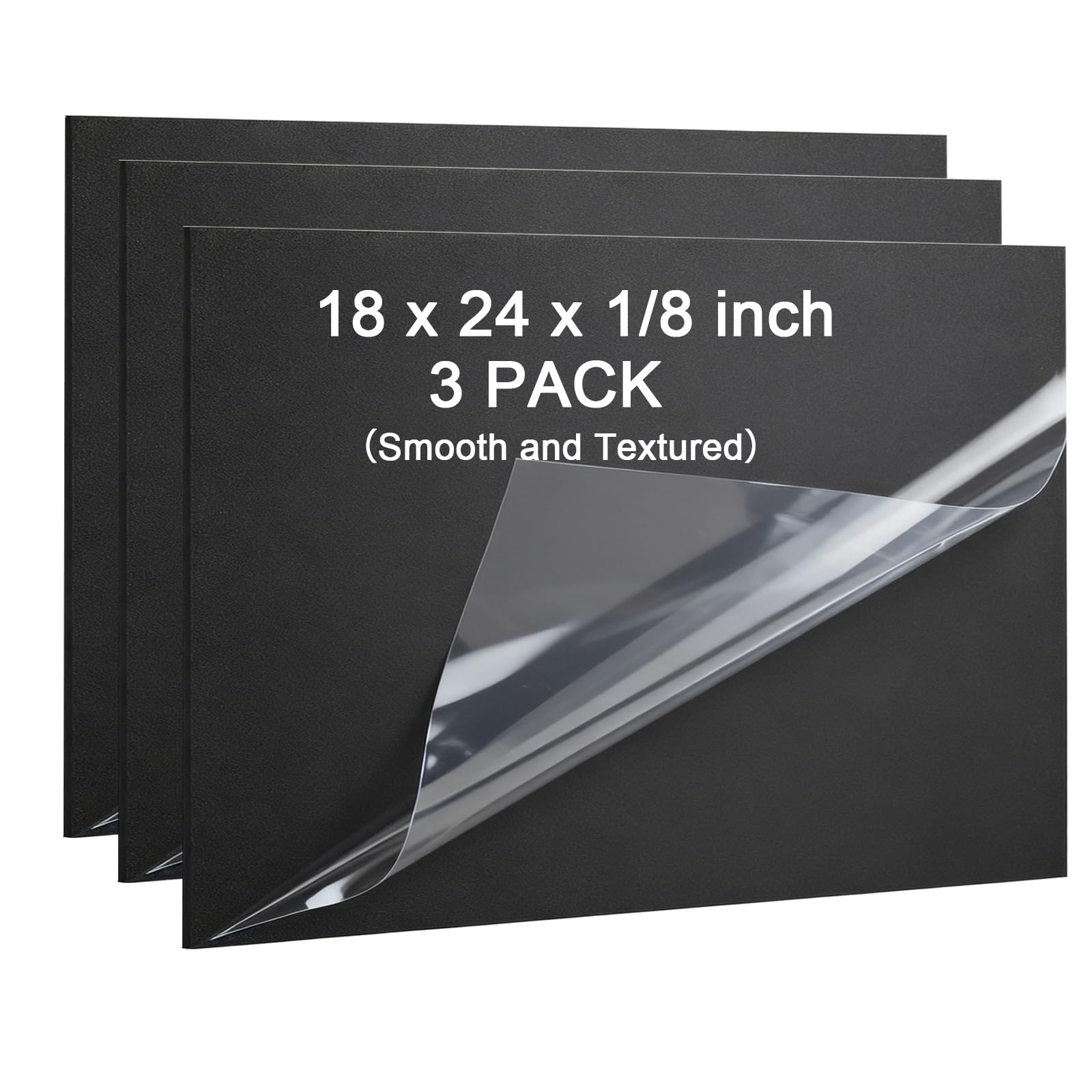 Black ABS Plastic Sheets - 3 Pack 1/8" Rigid Boards -16 Black ABS Plastic Sheets - 3 Pack 1/8" Rigid Boards -16
